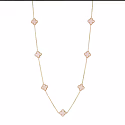 Klöver halsband rosa/guld