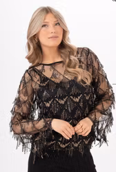 Renée mesh blus svart/guld