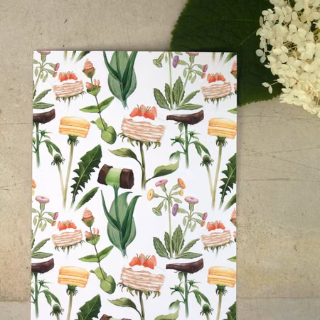 Vykort med söta kakblommor