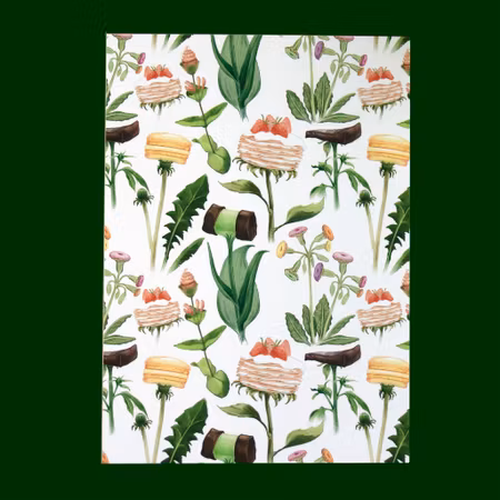 Vykort med söta kakblommor