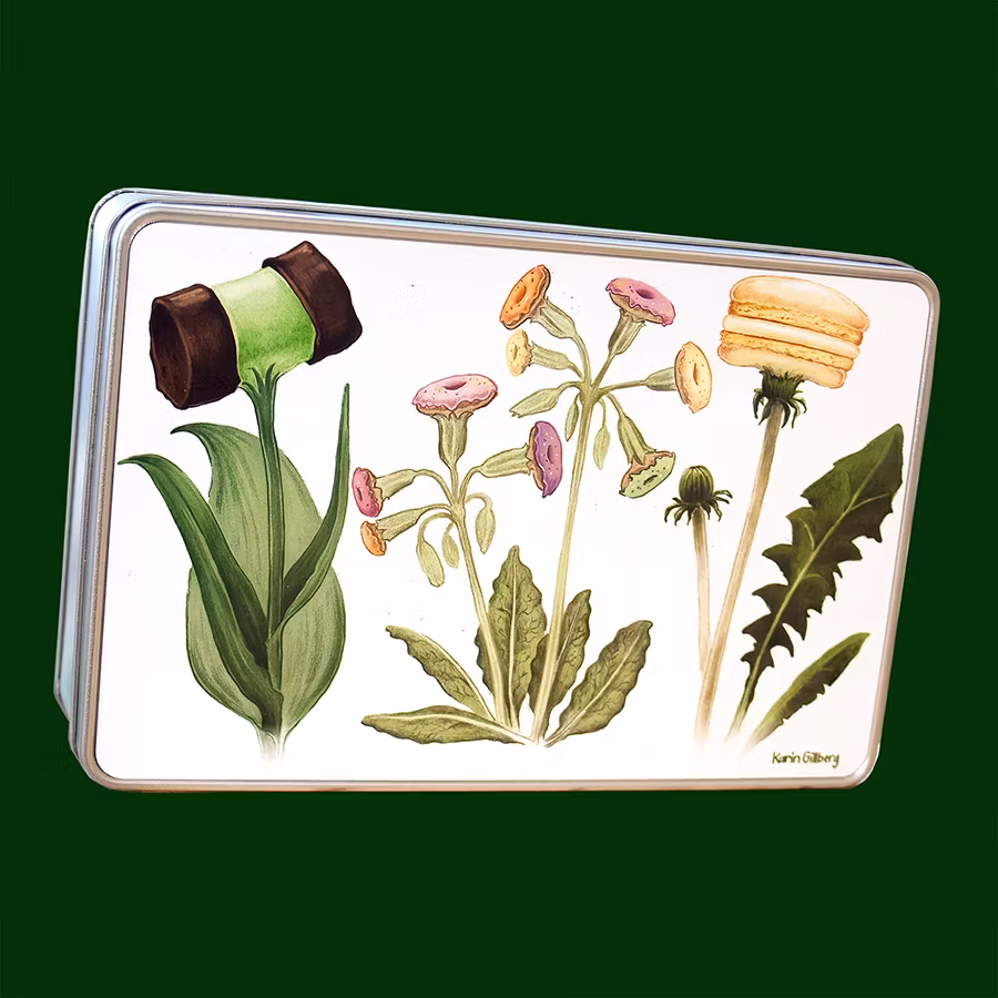 Perfekta kakburken som är dekorerade med blommor av kakor.