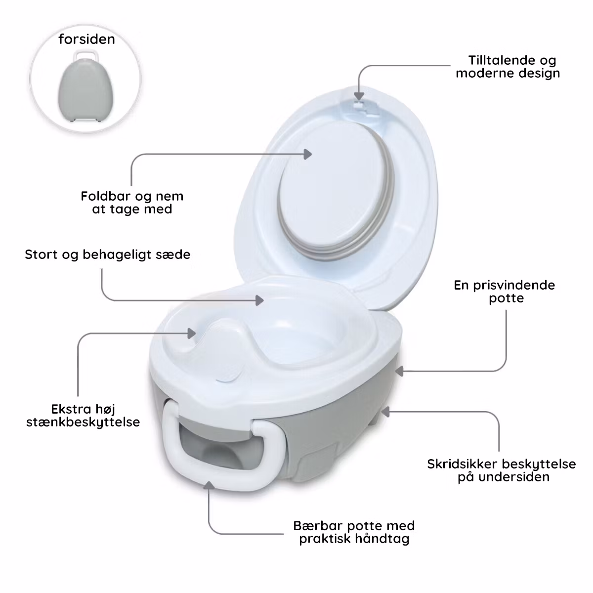 Pottetræning med sæt Pastelgrå My Carry Potty