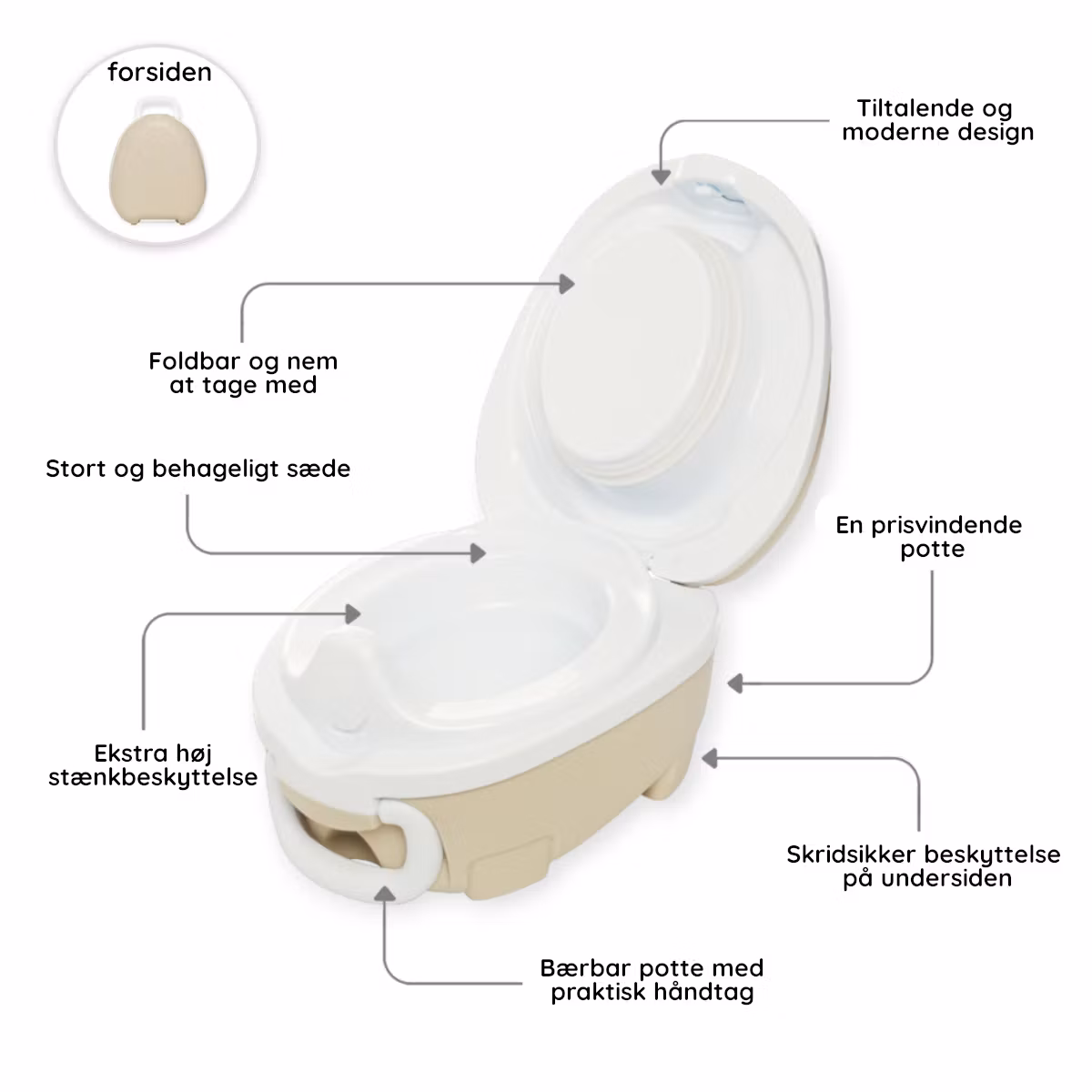 My Carry Potty Potte, Toiletsæde, Skammel, Pottetræningsbukser - Pottetræningssæt & Toilettræning til børn Naturlig beige