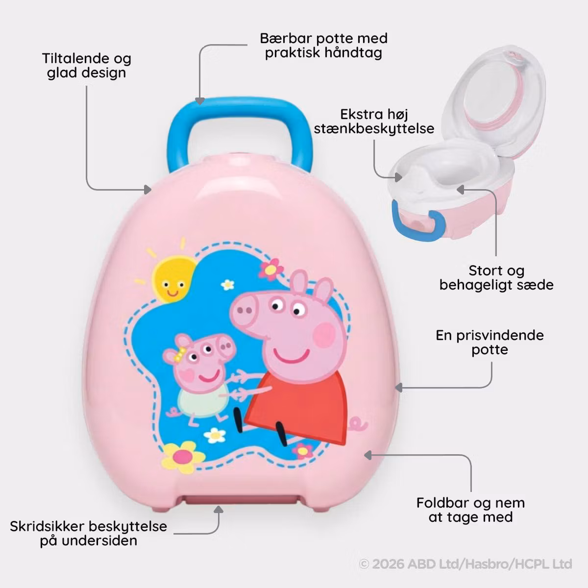 My Carry Potty Potte, Toiletsæde & Skammel - Pottetræningssæt til børn Gurli Gris rosa