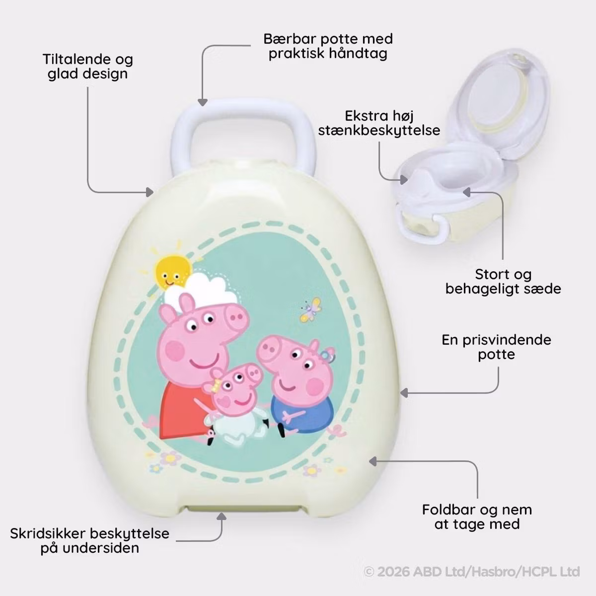 My Carry Potty Potte, Toiletsæde & Skammel - Pottetræningssæt til børn Gurli Gris mint