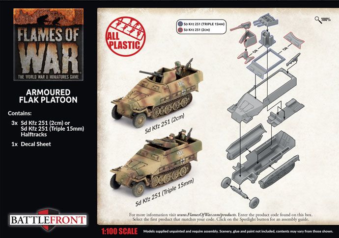 Sd Kfz 251 2cm / Triple 15mm Armoured Flak Platoon (3x Plastic) - GBX180
