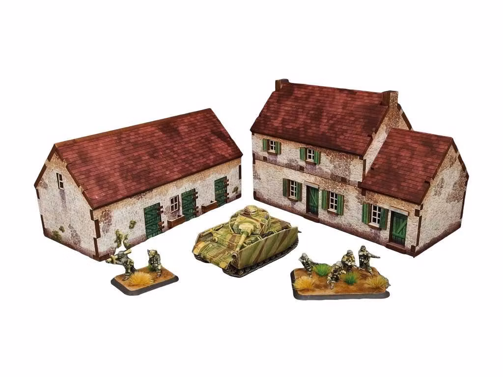 Pre-Painted WW2 Normandy Homestead with Stable (15mm) - H00190