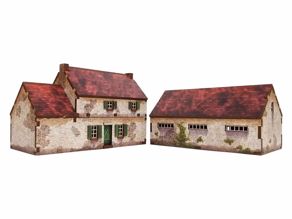 Pre-Painted WW2 Normandy Homestead with Stable (15mm) - H00190