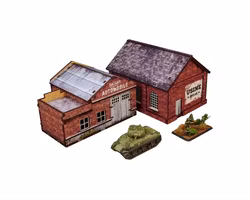 Pre-Painted WW2 NORMANDY GARAGE & FACTORY (15MM) - H00175