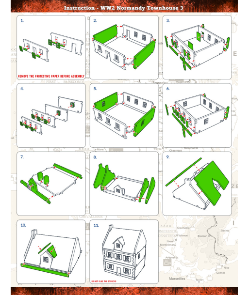 Pre-Painted WW2 NORMANDY TOWNHOUSE 3 (15MM) - H00174
