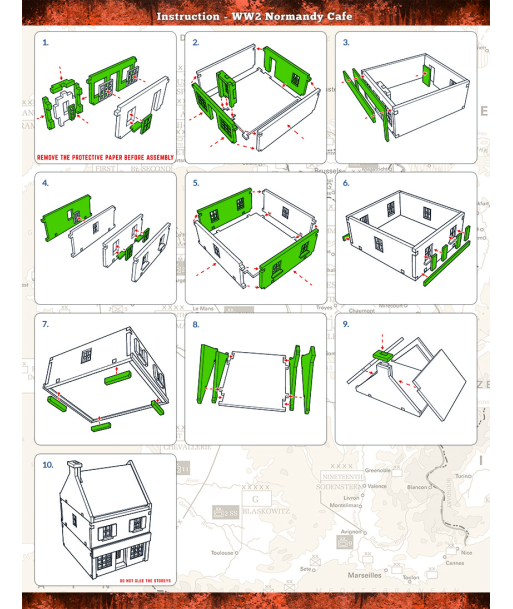 Pre-Painted WW2 NORMANDY CAFE (15MM) - H00170