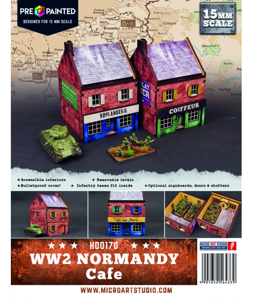 Pre-Painted WW2 NORMANDY CAFE (15MM) - H00170