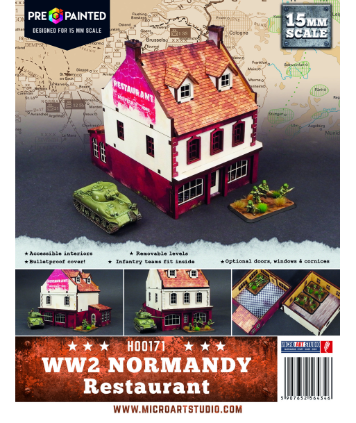 Pre-Painted WW2 NORMANDY RESTAURANT (15MM) - H00171