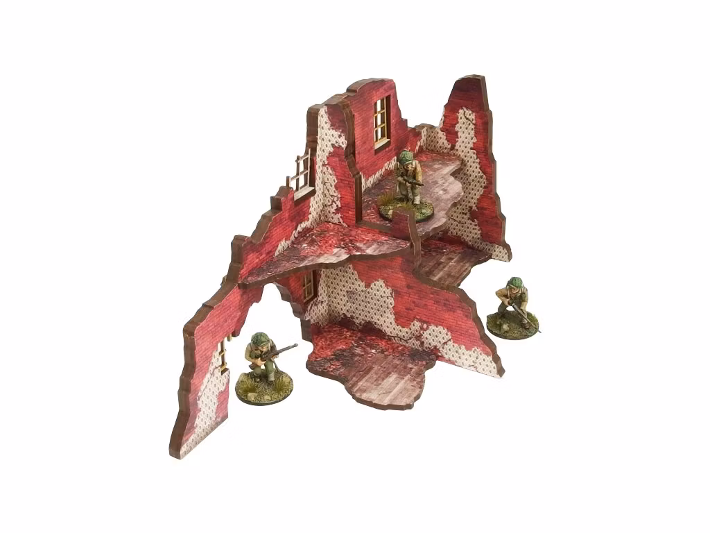 Pre-Painted WW2 NORMANDY RUINED LARGE HOUSE 2 (28mm/ 1:56) - H00192