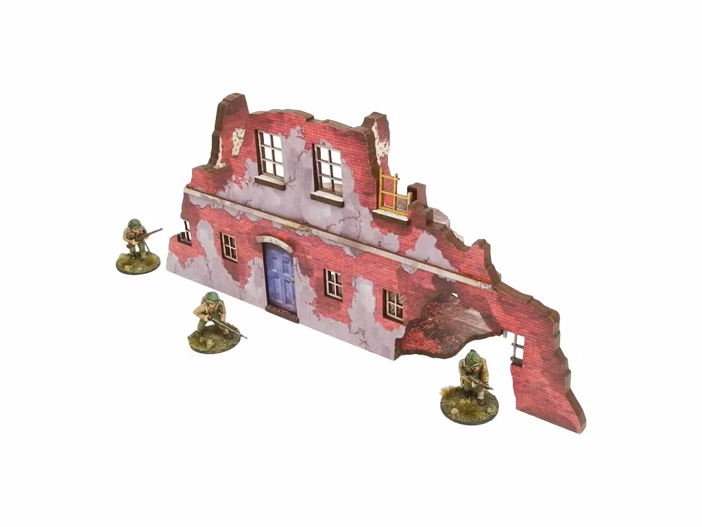 Pre-Painted WW2 NORMANDY RUINED LARGE HOUSE 2 (28mm/ 1:56) - H00192