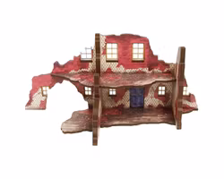 Pre-Painted WW2 NORMANDY RUINED LARGE HOUSE 2 (28mm/ 1:56) - H00192