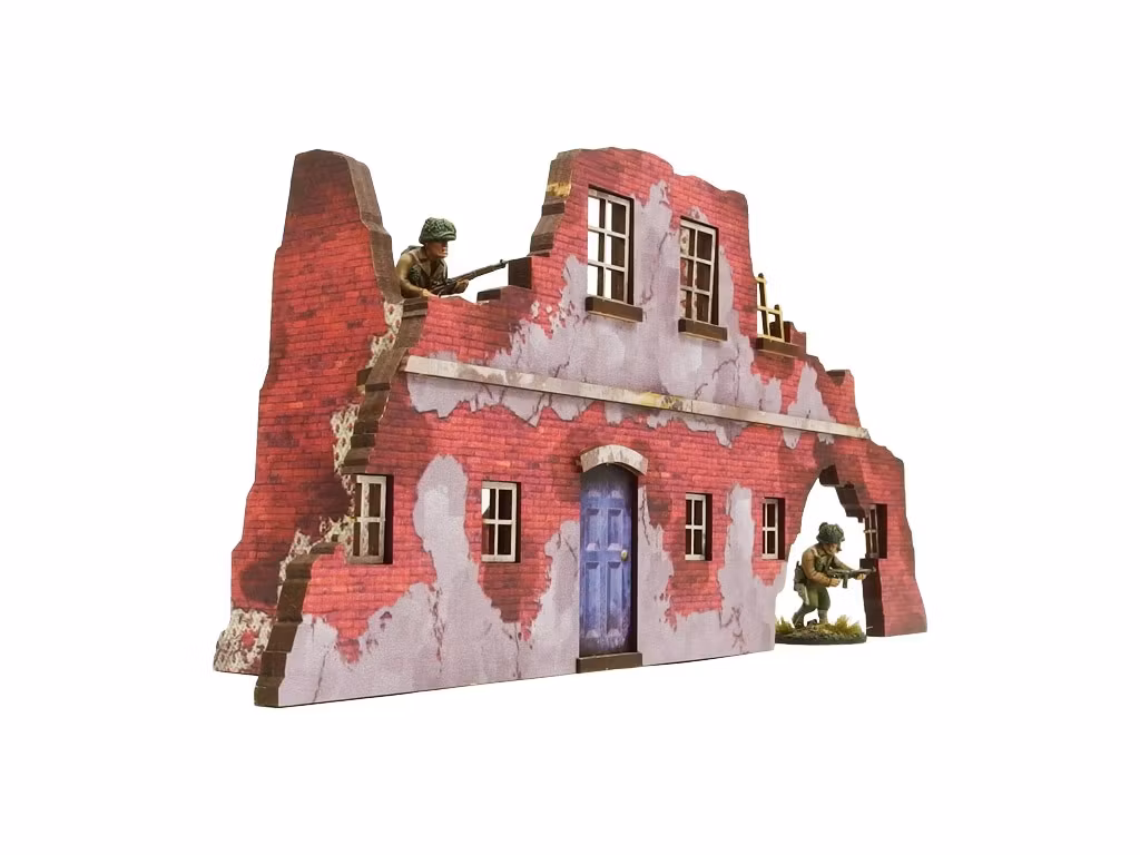 Pre-Painted WW2 NORMANDY RUINED LARGE HOUSE 2 (28mm/ 1:56) - H00192