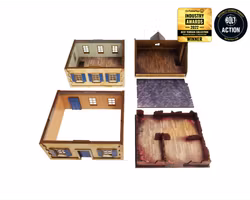 Pre-Painted WW2 NORMANDY TOWNHOUSE 3 (28MM / 1:56) - H00127
