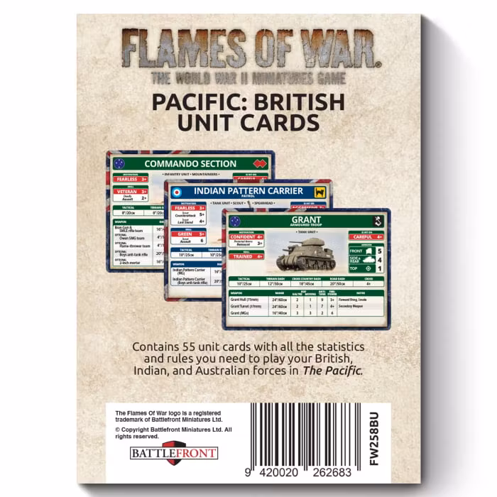 British, Australian & Indian MW Unit Card Pack (x55 Cards) - Limited Edition -FW258BU