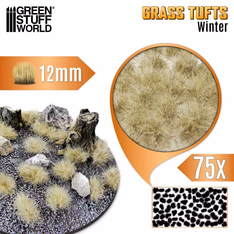 Static Grass Tufts 12 mm - Winter White (x75)