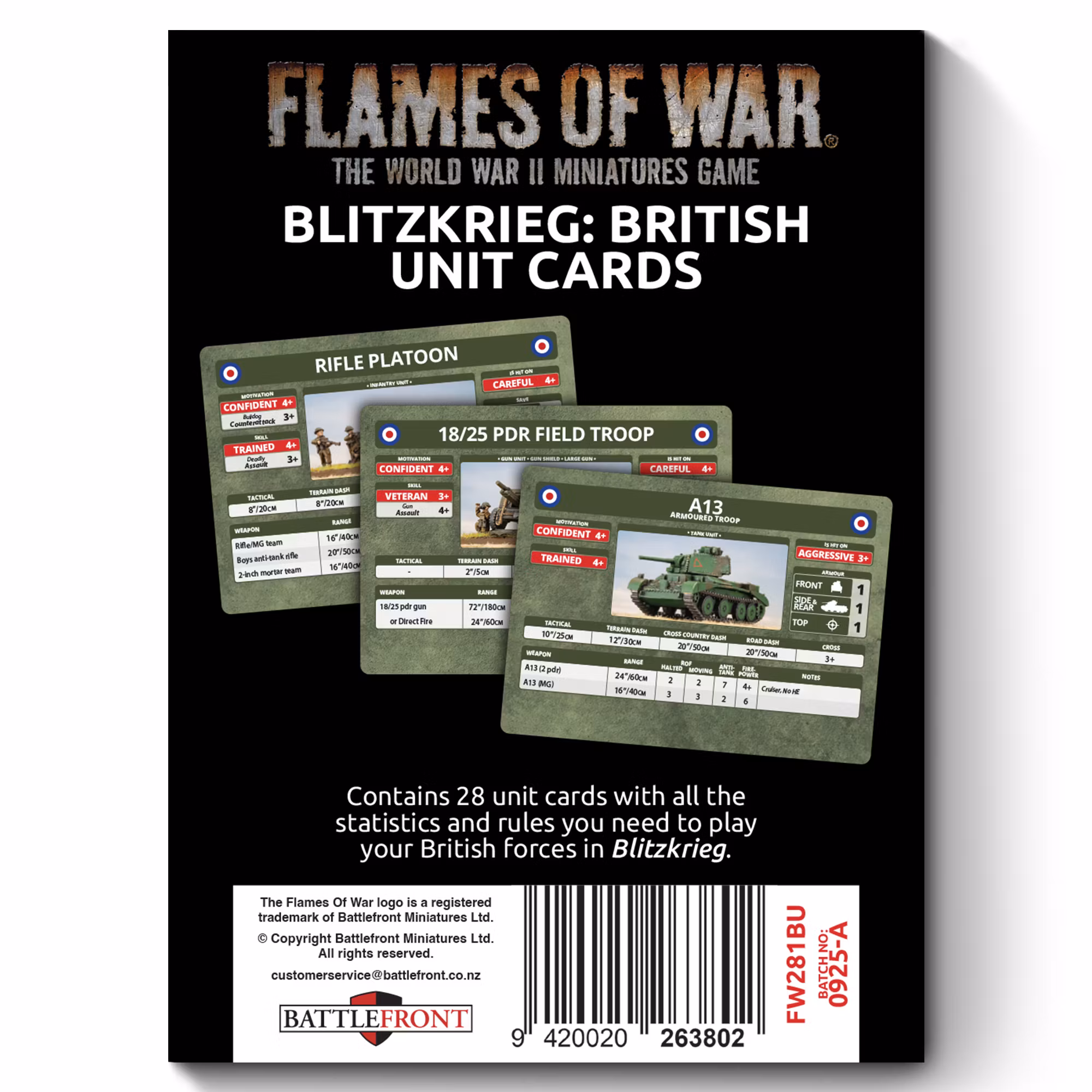Blitzkrieg British Unit Cards (x28 Cards) - Limited Edition - FW281BU