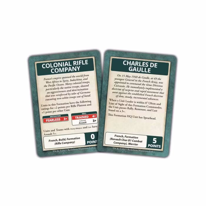 Blitzkrieg French Command Cards (x43) - Limited Edition - FW281FC