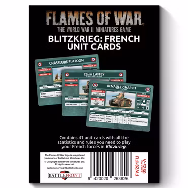 Blitzkrieg French Unit Cards (x41) - Limited Edition - FW281FU