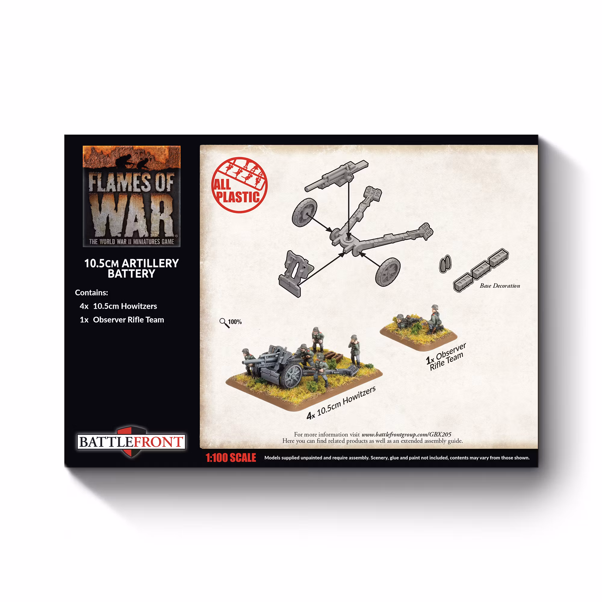 10.5cm Artillery Battery (Early) (x4 guns Plastic) - GBX205
