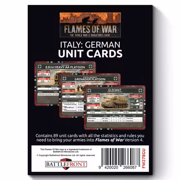 German Unit Card Pack (89 cards)- FW278GU
