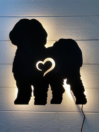 Vägglampa Lhasa apso med hjärta