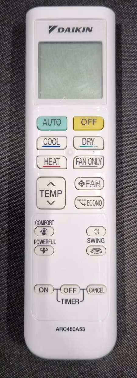 Daikin Remote Control Part no. ARC480A53