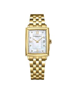 Raymond Weil Toccata Ladies Rectangular Diamond Gullfarget stål / Perlemor