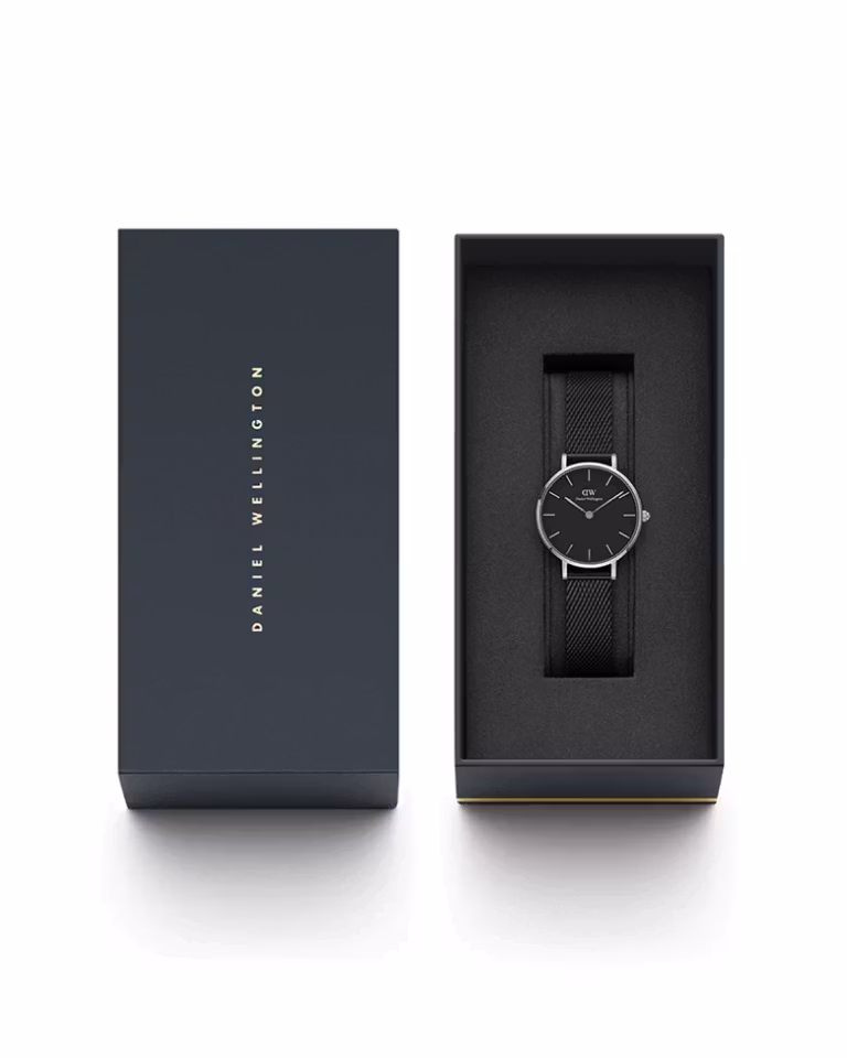 Daniel Wellington Petite Ashfield Silver 28mm Black
