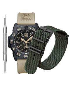 Luminox Navy Seal Chrono Sort / Beige 45mm / Sett med natorem