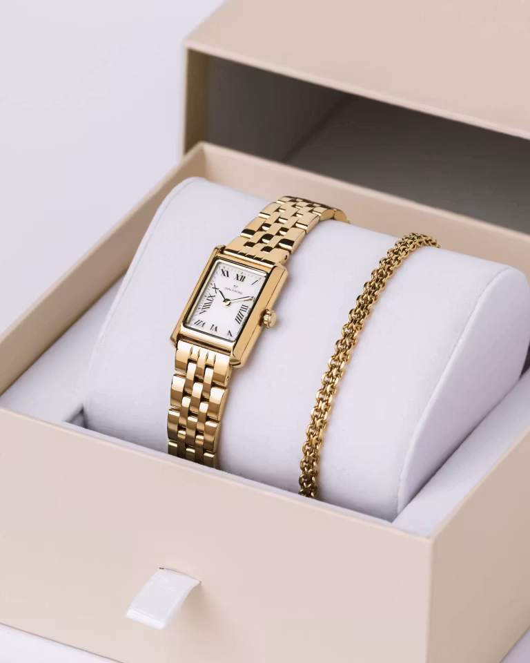 Mockberg Timeless Darling Combo Gold klokke og armbånd gavesett
