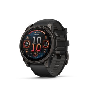 Garmin fēnix 8 – 47 mm, AMOLED Sapphire, Karbongrå DLC-titan med sort/steingrå silikonrem