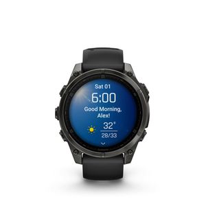 Garmin fēnix 8 – 47 mm, AMOLED Sapphire, Karbongrå DLC-titan med sort/steingrå silikonrem