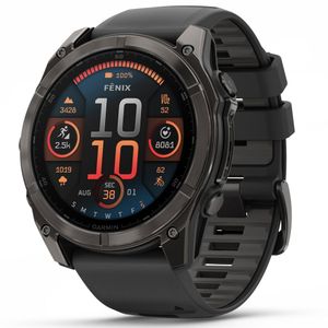 Garmin fēnix 8 – 51 mm, AMOLED Sapphire, Karbongrå DLC med sort/steingrå silikonrem