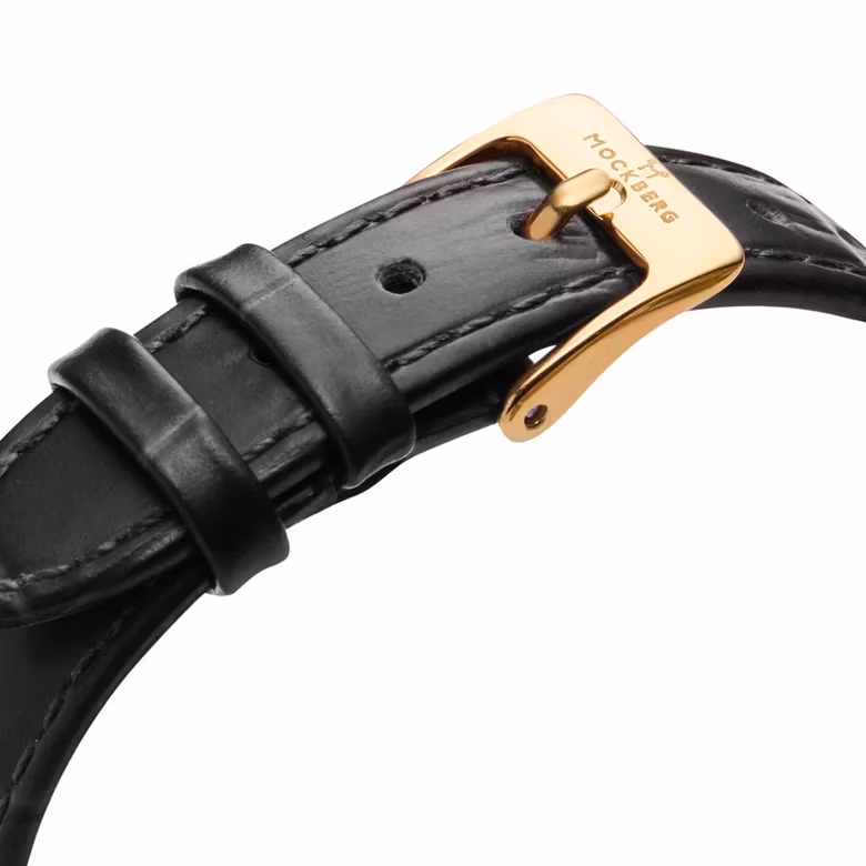 MOCKBERG Timeless Black Leather Gold/ Hvit 19 x 28 mm