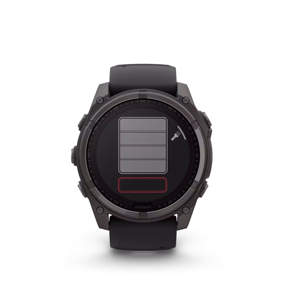 Garmin fēnix® 8–51 mm, Solar, Sapphire Sapphire, Karbongrå DLC-titan med sort/steingrå silikonrem