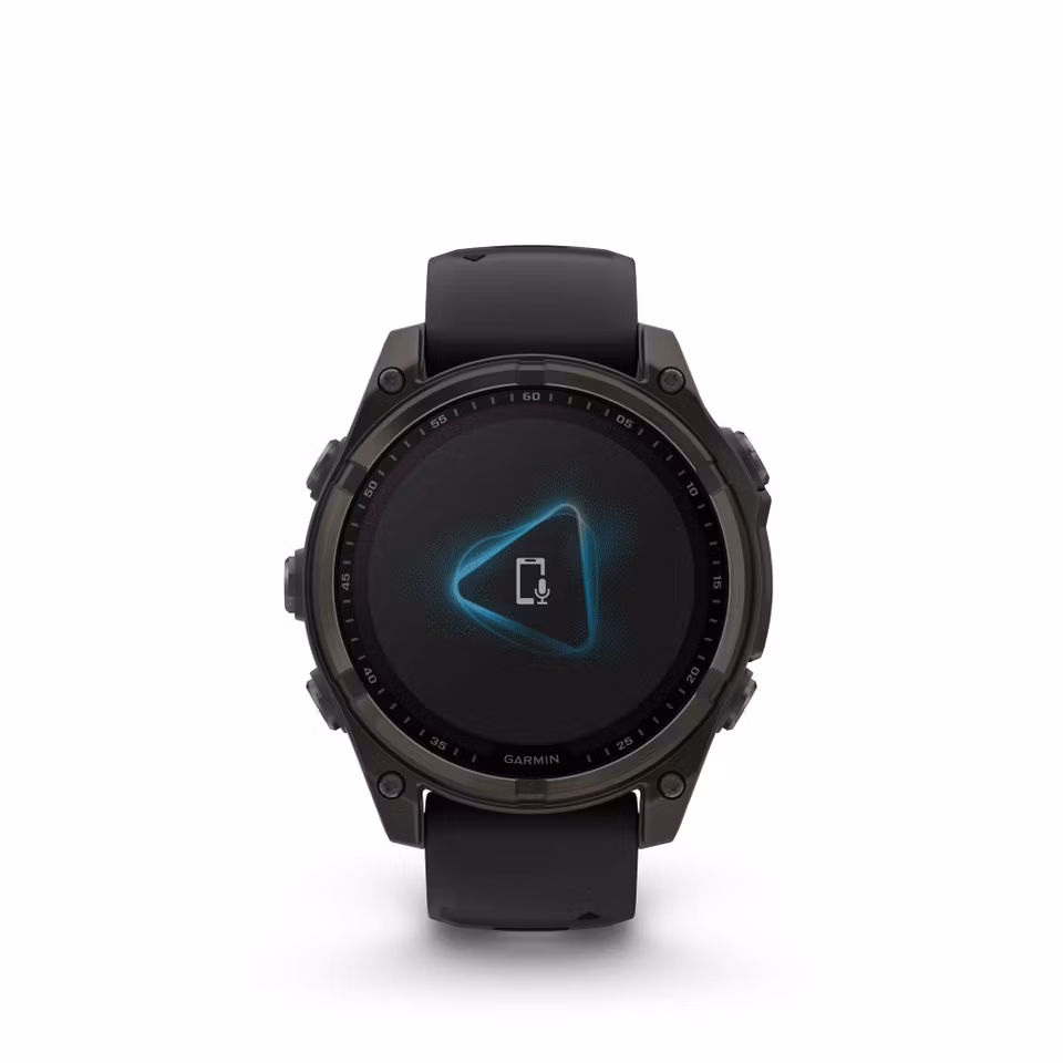 Garmin fēnix® 8–47 mm, Solar, Sapphire Sapphire, Karbongrå DLC-titan med sort/steingrå silikonrem