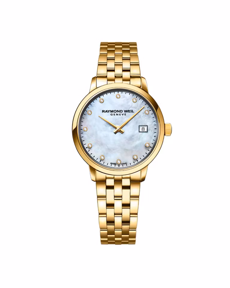Raymond Weil Toccata Ladies Diamond Gullfarget stål / Perlemor 29mm 5985-P-97081