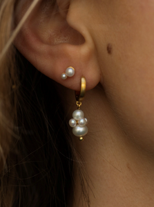 By Biehl Pearl Cluster Hoop Gold