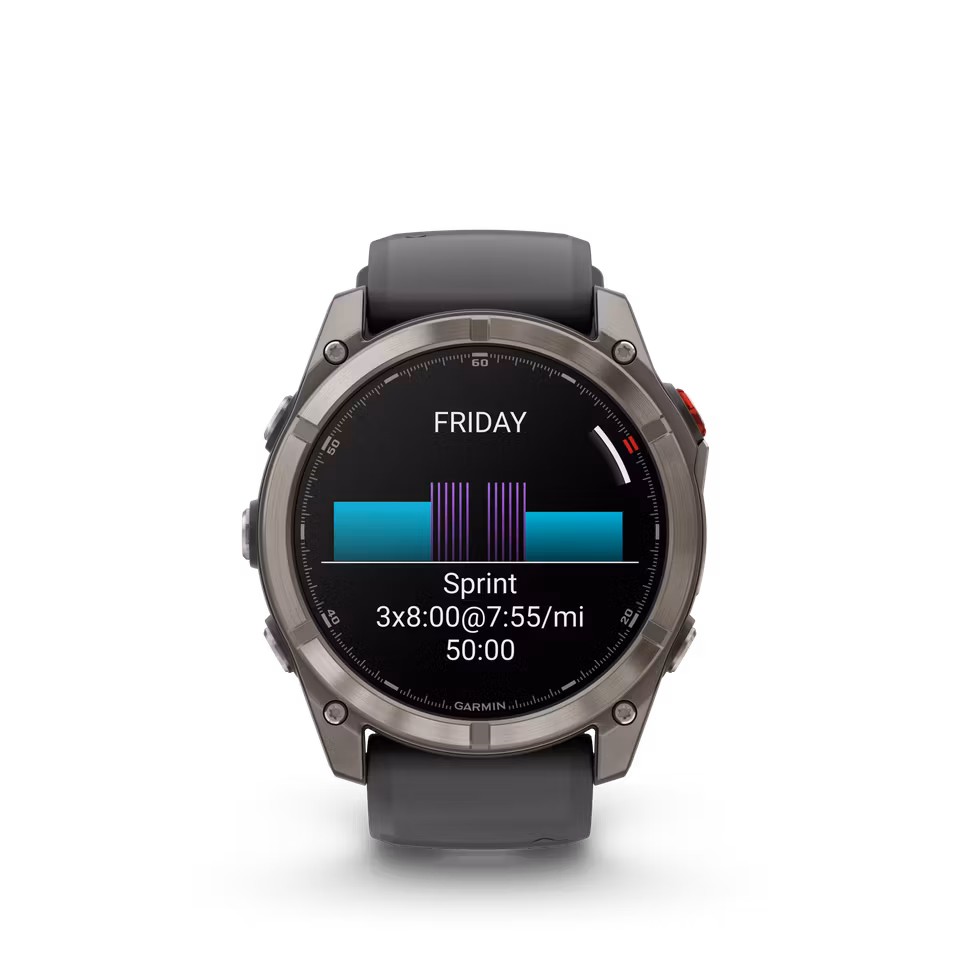 Garmin fēnix® 8 Pro – 51 mm, AMOLED Sapphire, titan med grafittfarget/svart silikonrem