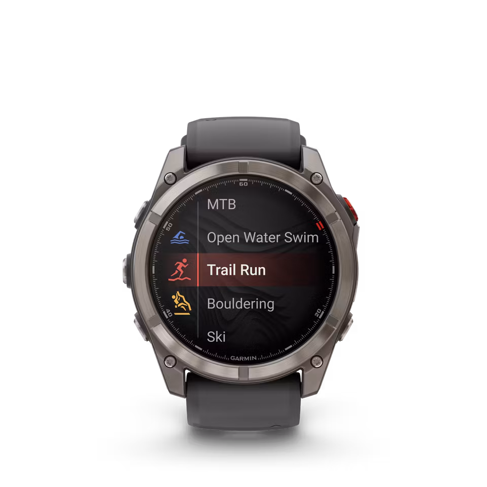 Garmin fēnix® 8 Pro – 51 mm, AMOLED Sapphire, titan med grafittfarget/svart silikonrem