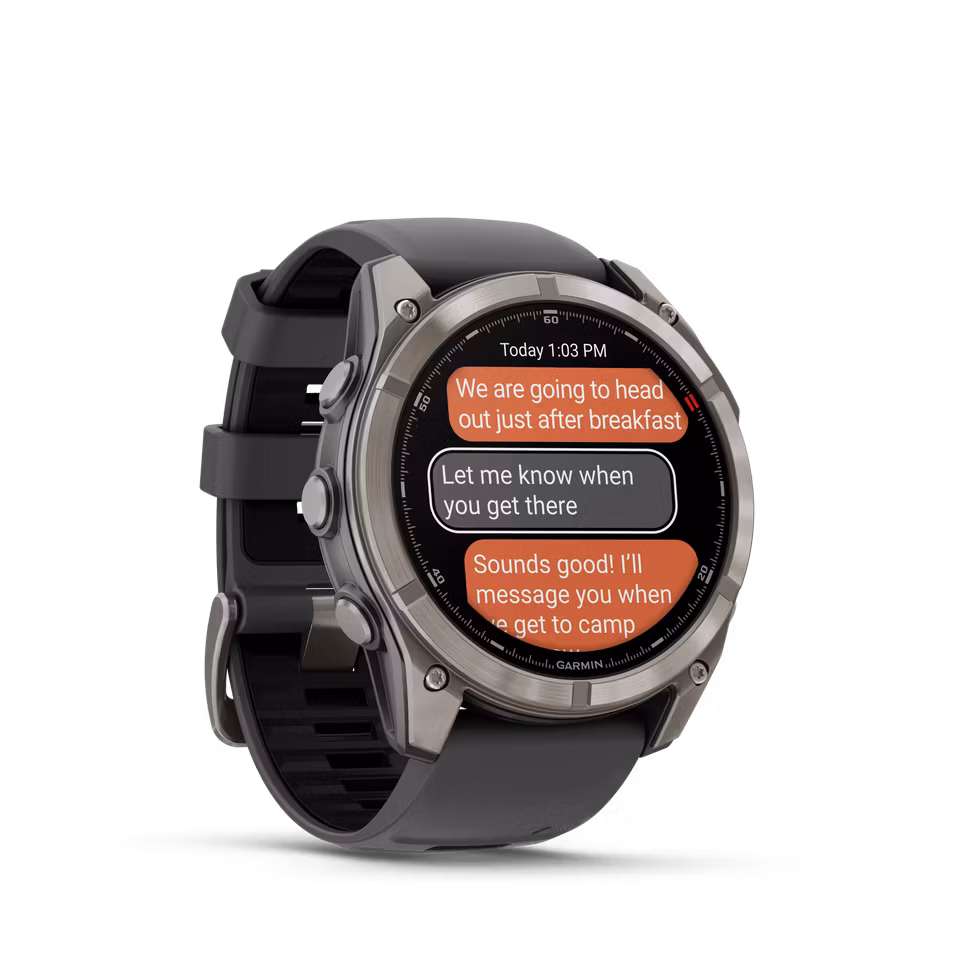 Garmin fēnix® 8 Pro – 51 mm, AMOLED Sapphire, titan med grafittfarget/svart silikonrem