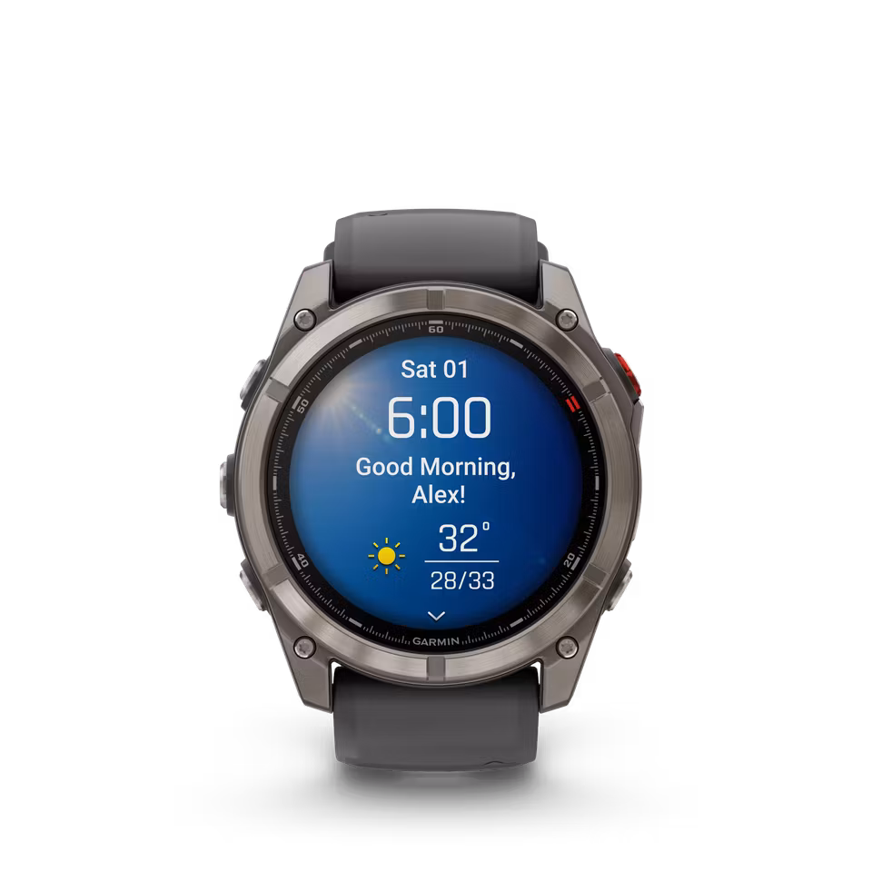 Garmin fēnix® 8 Pro – 51 mm, AMOLED Sapphire, titan med grafittfarget/svart silikonrem