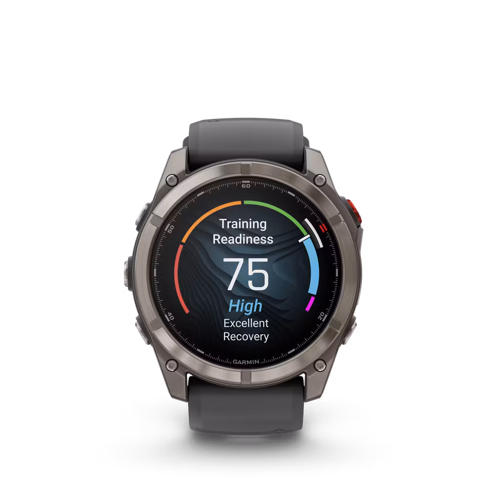 Garmin fēnix® 8 Pro – 51 mm, AMOLED Sapphire, titan med grafittfarget/svart silikonrem