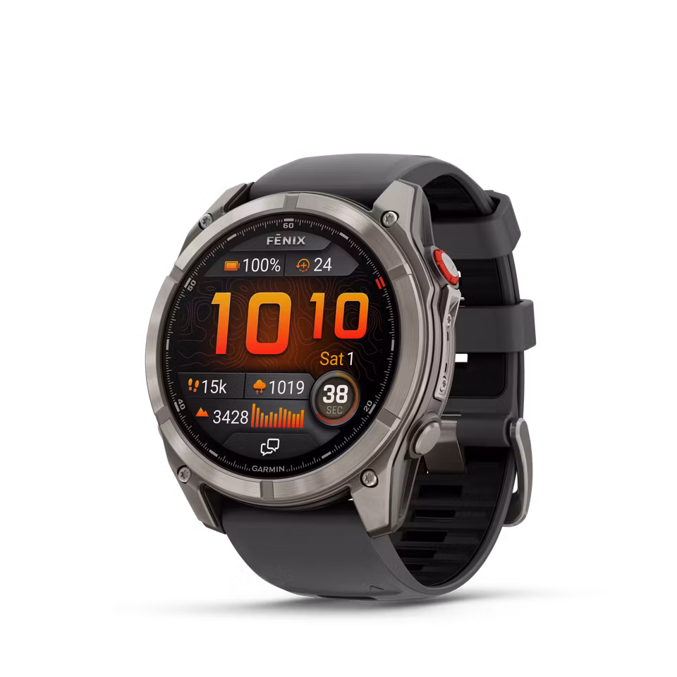 Garmin fēnix® 8 Pro – 51 mm, AMOLED Sapphire, titan med grafittfarget/svart silikonrem