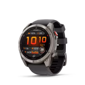 Garmin fēnix® 8 Pro – 51 mm, AMOLED Sapphire, titan med grafittfarget/svart silikonrem